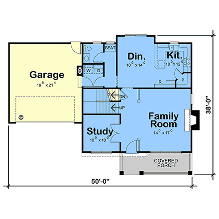 Colonial, Contemporary, Traditional House Plan 101272 with 4 Beds, 3 Baths, 2 Car Garage First Level Plan