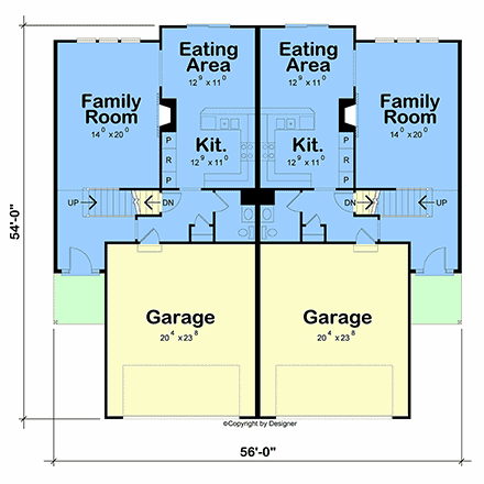 Contemporary, Farmhouse, New American Multi-Family Plan 101275 with 6 Beds, 6 Baths, 4 Car Garage First Level Plan