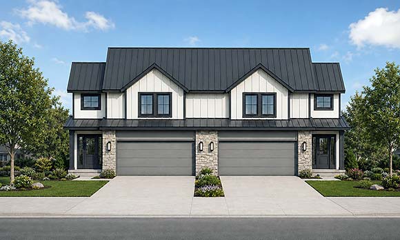 Contemporary, Farmhouse, New American Multi-Family Plan 101275 with 6 Beds, 6 Baths, 4 Car Garage Elevation