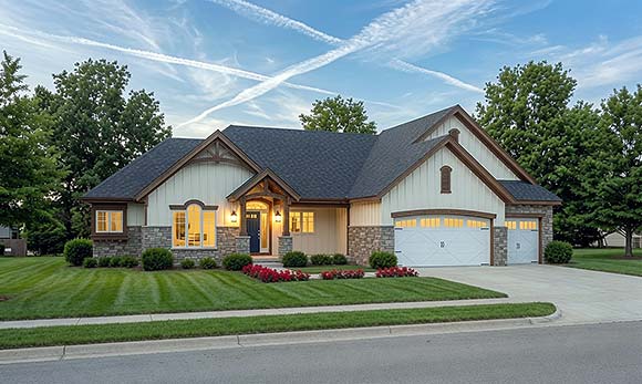 Contemporary, Craftsman, Farmhouse, Ranch House Plan 101276 with 3 Beds, 3 Baths, 3 Car Garage Elevation