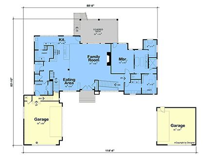 Contemporary, Modern House Plan 101277 with 5 Beds, 6 Baths, 4 Car Garage First Level Plan