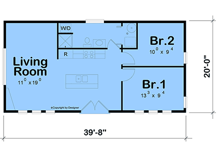 Cabin, Contemporary House Plan 101280 with 2 Beds, 1 Baths First Level Plan