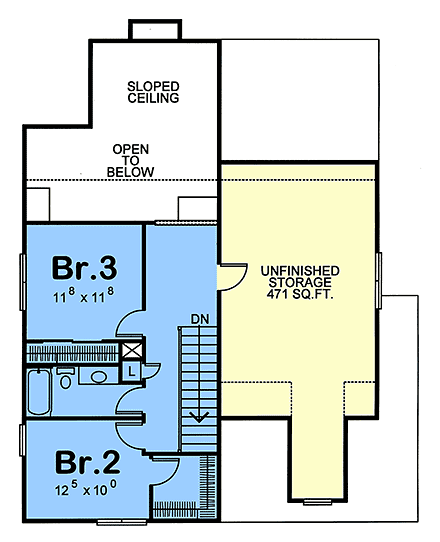 Country, Craftsman, Farmhouse, Traditional House Plan 101284 with 3 Beds, 3 Baths, 2 Car Garage Second Level Plan