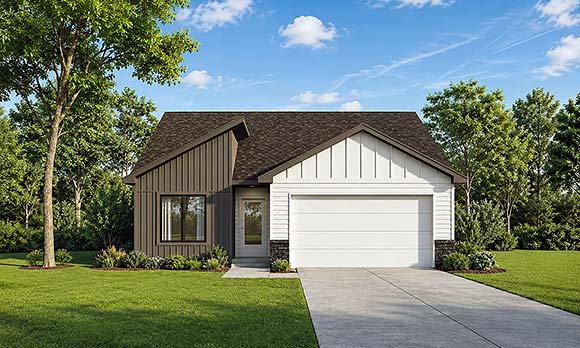 Contemporary, Farmhouse, Ranch House Plan 101285 with 2 Beds, 2 Baths, 2 Car Garage Elevation