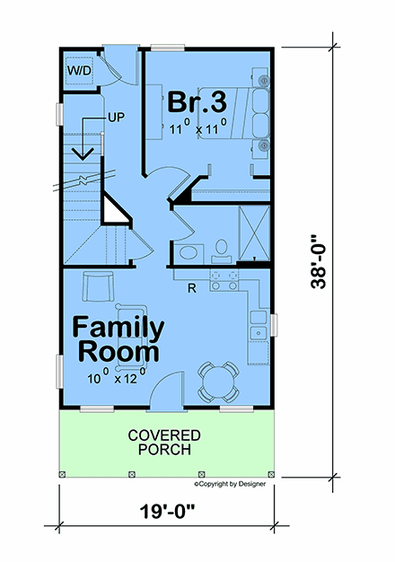 Contemporary, Country, Farmhouse House Plan 101287 with 3 Beds, 2 Baths First Level Plan