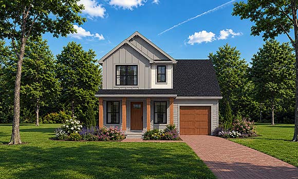 Contemporary, Farmhouse, New American House Plan 101288 with 3 Beds, 3 Baths, 1 Car Garage Elevation