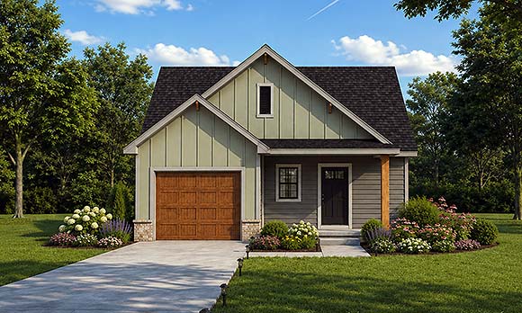 Contemporary, Country, Craftsman, Farmhouse House Plan 101289 with 3 Beds, 2 Baths, 1 Car Garage Elevation