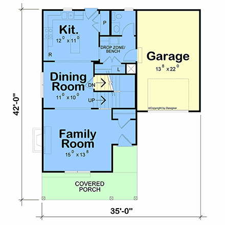 Contemporary, Country, Craftsman, Farmhouse House Plan 101293 with 3 Beds, 3 Baths, 1 Car Garage First Level Plan
