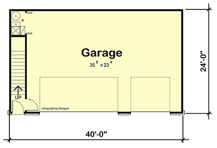 Contemporary, Country, Farmhouse, New American Garage-Living Plan 101295 with 1 Beds, 1 Baths, 3 Car Garage First Level Plan