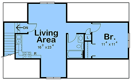 Contemporary, Country, Farmhouse, New American Garage-Living Plan 101295 with 1 Beds, 1 Baths, 3 Car Garage Second Level Plan