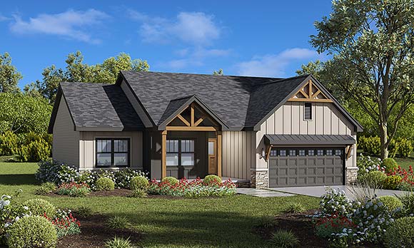 Craftsman, Farmhouse, Ranch House Plan 101297 with 3 Beds, 3 Baths, 2 Car Garage Elevation