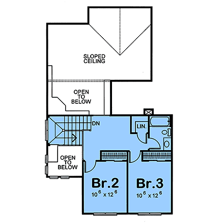 Contemporary, Country, Farmhouse, New American House Plan 101298 with 3 Beds, 3 Baths, 2 Car Garage Second Level Plan