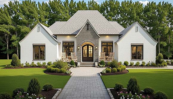 Acadian, French Country, Traditional House Plan 101304 with 4 Beds, 4 Baths, 2 Car Garage Elevation