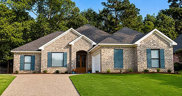 Acadian, Contemporary, Traditional House Plan 101305 with 3 Beds, 2 Baths, 2 Car Garage Elevation