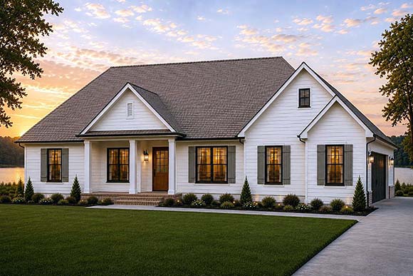 Acadian, Contemporary, Traditional House Plan 101308 with 3 Beds, 3 Baths, 2 Car Garage Elevation