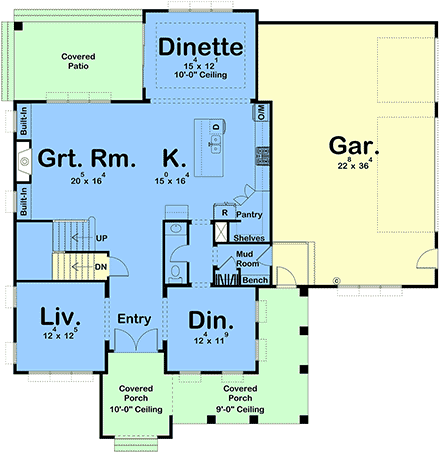 Contemporary, Country, Craftsman, Farmhouse, New American House Plan 101400 with 4 Beds, 5 Baths, 3 Car Garage First Level Plan