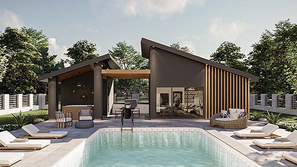 Contemporary, Modern Misc Plan 101406 Elevation