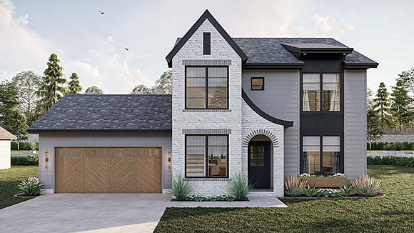 Contemporary, Cottage, Country, European House Plan 101409 with 2 Beds, 3 Baths, 2 Car Garage Elevation