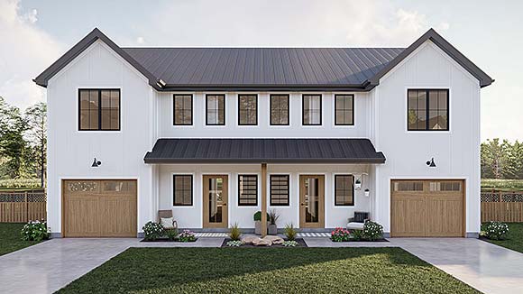 Contemporary, Country, Farmhouse, New American Multi-Family Plan 101419 with 6 Beds, 6 Baths, 2 Car Garage Elevation