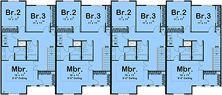 Contemporary, Country, Farmhouse Multi-Family Plan 101421 with 12 Beds, 12 Baths, 4 Car Garage Second Level Plan