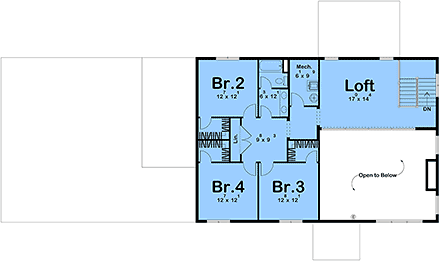 Barndominium, Country, Craftsman, Farmhouse House Plan 101423 with 4 Beds, 3 Baths, 3 Car Garage Second Level Plan