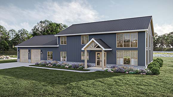 Barndominium, Country, Craftsman, Farmhouse House Plan 101423 with 4 Beds, 3 Baths, 3 Car Garage Elevation