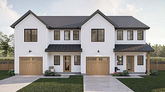 Contemporary, Farmhouse, Traditional Multi-Family Plan 101427 with 6 Beds, 6 Baths, 2 Car Garage Elevation