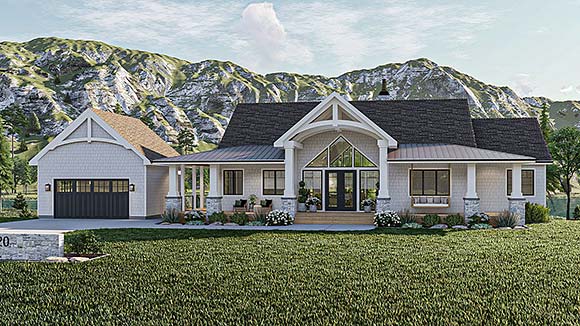 Coastal, Country, Craftsman, New American House Plan 101429 with 2 Beds, 3 Baths, 2 Car Garage Elevation