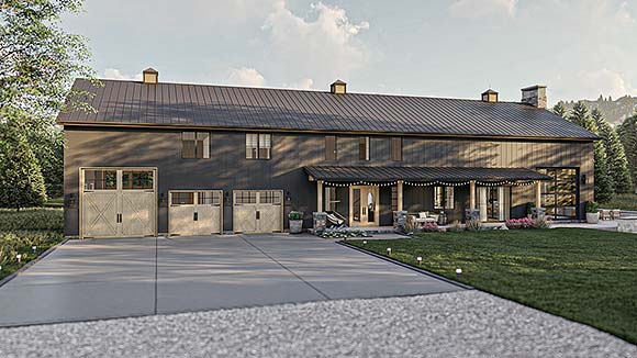 Barndominium, Country, Farmhouse House Plan 101430 with 6 Beds, 5 Baths, 4 Car Garage Elevation