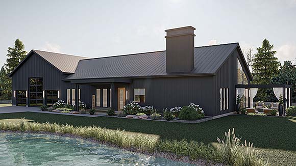 Barndominium, Country House Plan 101431 with 3 Beds, 3 Baths, 3 Car Garage Elevation