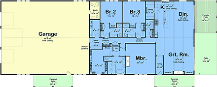 Barndominium, Farmhouse House Plan 101433 with 3 Beds, 5 Baths, 3 Car Garage First Level Plan