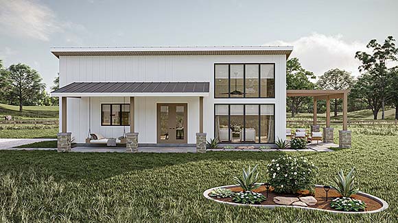 Barndominium, Contemporary House Plan 101434 with 2 Beds, 2 Baths Elevation