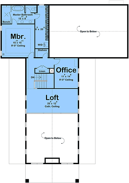 Barndominium, Contemporary, Farmhouse, New American House Plan 101436 with 3 Beds, 3 Baths, 2 Car Garage Second Level Plan