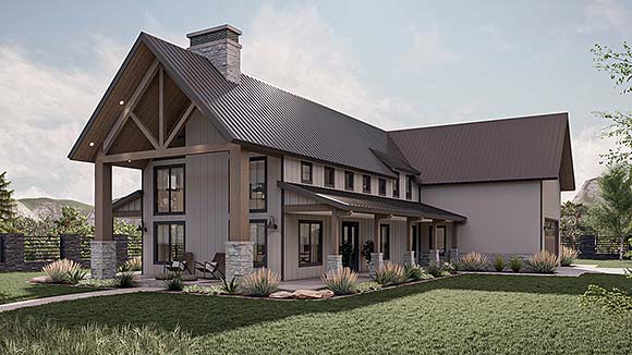Barndominium, Contemporary, Farmhouse, New American House Plan 101436 with 3 Beds, 3 Baths, 2 Car Garage Elevation