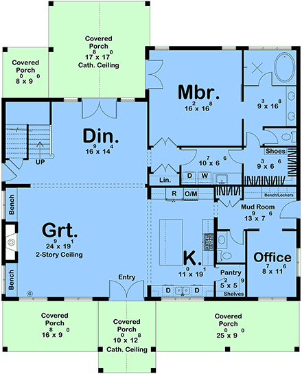 Barndominium, Contemporary, Country, Farmhouse, New American House Plan 101437 with 4 Beds, 3 Baths First Level Plan