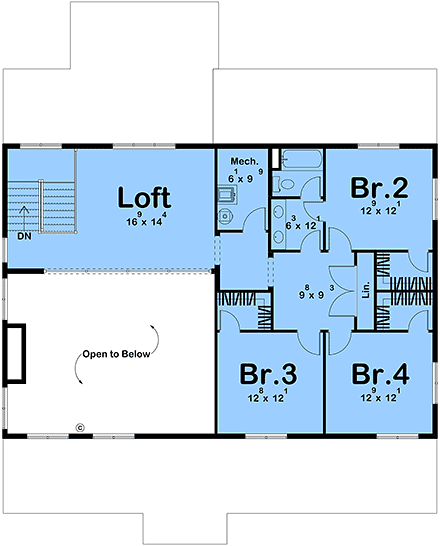 Barndominium, Contemporary, Country, Farmhouse, New American House Plan 101437 with 4 Beds, 3 Baths Second Level Plan