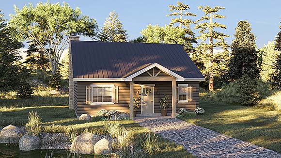 Cabin, Cottage House Plan 101443 with 1 Beds, 1 Baths Elevation