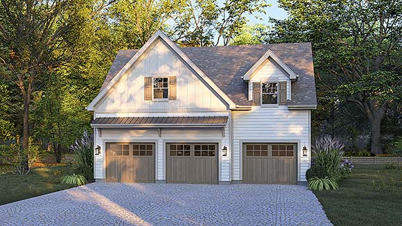 Country, Traditional 3 Car Garage Plan 101444 Elevation