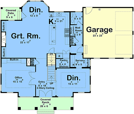 Colonial, Southern House Plan 101446 with 4 Beds, 4 Baths, 2 Car Garage First Level Plan