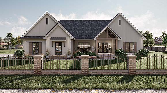 Contemporary, Farmhouse, Ranch House Plan 101449 with 4 Beds, 2 Baths, 2 Car Garage Elevation