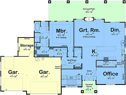 Contemporary, Modern, Prairie House Plan 101450 with 4 Beds, 4 Baths, 3 Car Garage First Level Plan