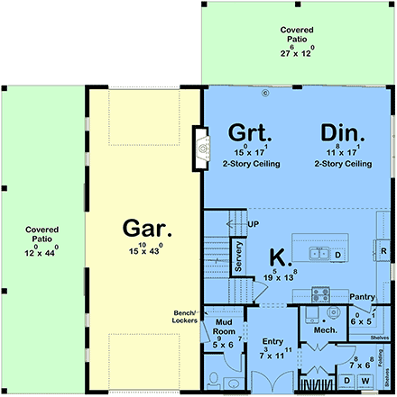 Barndominium, Country, Farmhouse, New American House Plan 101456 with 3 Beds, 3 Baths, 3 Car Garage First Level Plan