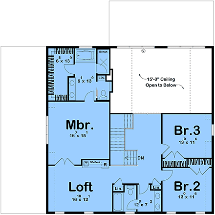 Barndominium, Country, Farmhouse, New American House Plan 101456 with 3 Beds, 3 Baths, 3 Car Garage Second Level Plan