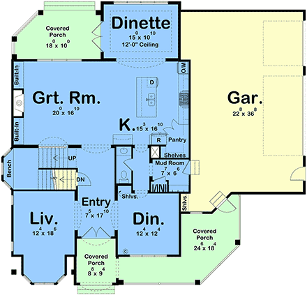 Contemporary, Country, Traditional, Victorian House Plan 101457 with 4 Beds, 5 Baths, 3 Car Garage First Level Plan
