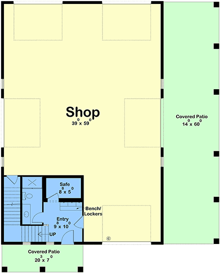 Barndominium, Country Garage-Living Plan 101458 with 3 Beds, 3 Baths, 4 Car Garage First Level Plan