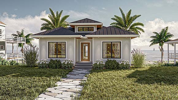 Coastal, Cottage, Florida House Plan 101460 with 2 Beds, 1 Baths Elevation