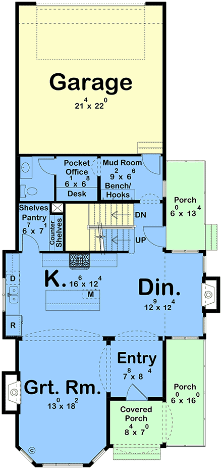 Cottage, European, Victorian House Plan 101467 with 3 Beds, 3 Baths, 2 Car Garage First Level Plan