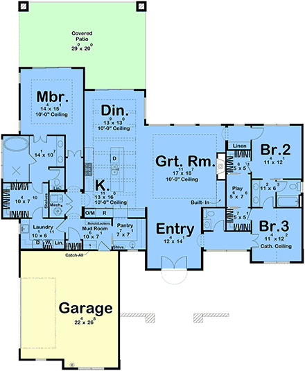 Contemporary, Cottage, European House Plan 101468 with 3 Beds, 3 Baths, 2 Car Garage First Level Plan