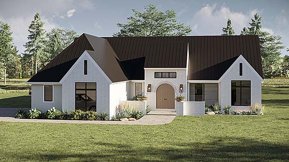 Contemporary, Cottage, European House Plan 101468 with 3 Beds, 3 Baths, 2 Car Garage Elevation