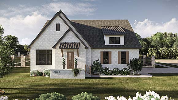 Contemporary, Cottage House Plan 101472 with 3 Beds, 3 Baths, 2 Car Garage Elevation